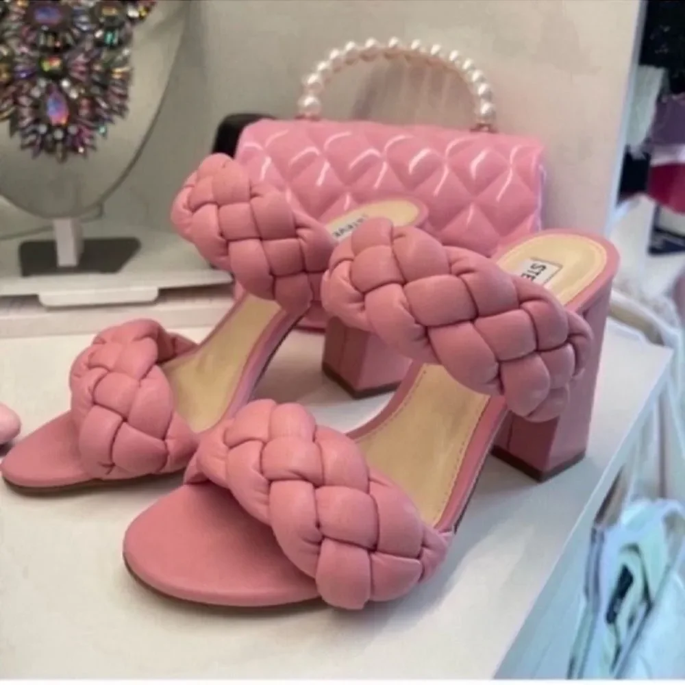 Pink Braided Women's Steve Madden Sandals #6